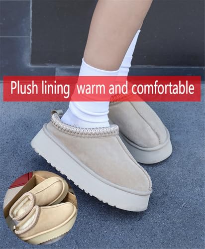 Fashion Plush Platform Slippers for Women's Mini Fleece Lined Boots Outdoor Indoor Non-Slip Warm Short Ankle Boots2