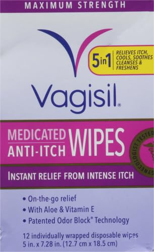image for Vagisil Anti-Itch Medicated Intimate Feminine Wipes for Women, Maximum