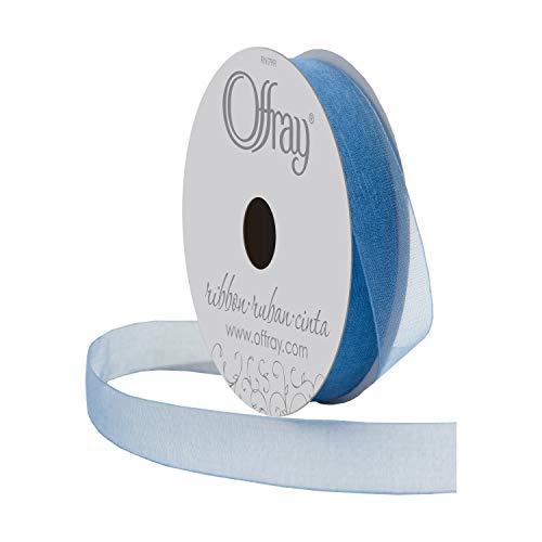 Berwick Offray 5/8" Nylon Sheer Ribbon, Dusty Blue, 25 Yards #TOP1