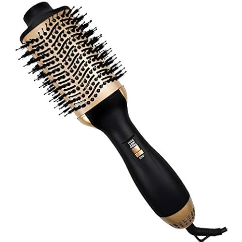Hot Air Brush, ABUNRO Hair Dryer Brush 4 in 1 Electric One Step Blow Dryer Brush Volumizer with Negative Ions for Hair Dryer, Styling, Curler and Straightener for All Hair Types (Golden) Cover