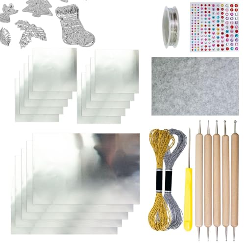 La Mejor Lista de Repujadores disponible en línea. 43 Papel Foil Para Manualidades | Rollos De Metal Brillante Grueso Para Artesanías,Accesorio Plateado Brillante Con Técnicas De Grabado Y Repujado Para Proyectos Creativos De Niños...