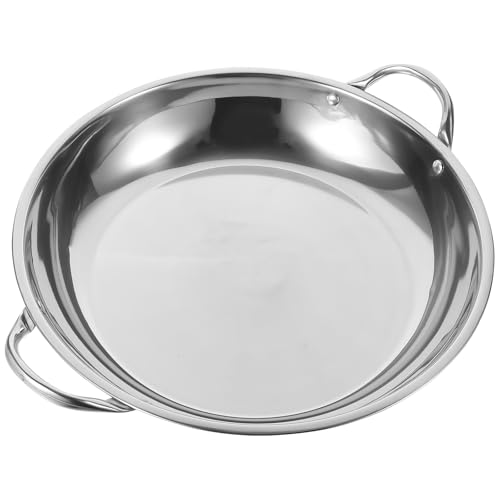 Ciieeo Olla de Acero Inoxidable Anti-derrame 32 Cm Asas Dobles, Sartén Pequeña para Cocinar en Estufa de Gas o Eléctrica, Utensilio de Cocina para Camping y Uso Doméstico
