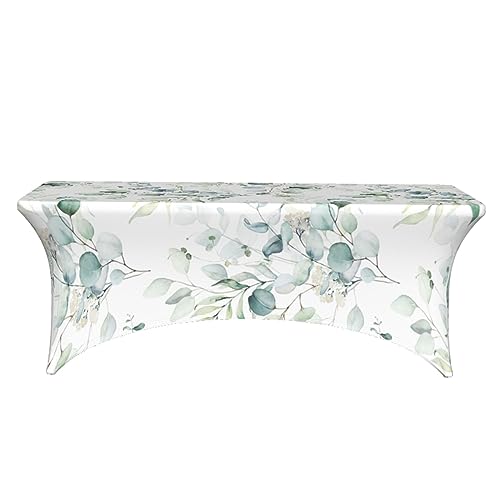 XBFCDN Watercolor Green Leaf Table Cover for 6 Ft Rectangular Table by XBFCDN - Used condition - Image 2