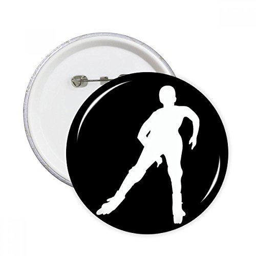 Pins badge ski noir silhouette ronde XL multicolore pour customisation robuste vêtement