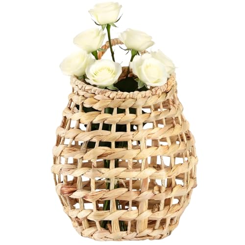 ZAVOOS Front Door Basket, Wall Mounted Woven Water Hyacinth Hanging Basket, Large Boho Decor Flower Storage Plants Organizer for Home, Garden, Farmhouse