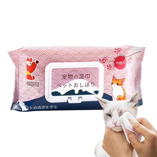 Pañuelos húmedos para mascotas, toallitas para el cuidado de perros - Toallitas de limpieza portátiles antiadhesivas - Toallitas para patas de perro, 70 toallitas para perros que limpian desodorantes,