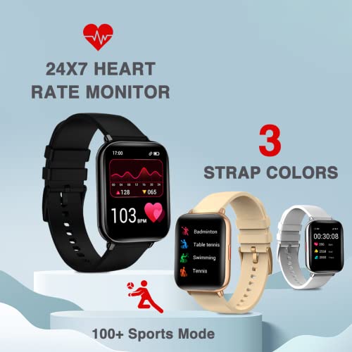 Image of MUSTARD CZAR Smart Watch with 1.81 inch Curved Display with 3D Dynamic dial, Bluetooth Calling, Water Proof IP68, 10 Built-in &100+ Sports Mode, 150+ Watch Faces, Dedicated Spo2 & Female Care (Black)