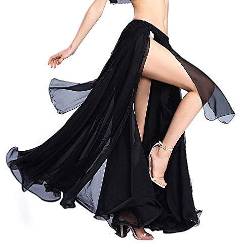 Baisdan Women Belly Dance Chiffon Skirt Training Performance Dancing Slit Skirts Festival Costume Black Cover