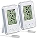 Produktbild PEARL Wetterstation: 2er-Set digitale Innen- und Außen-Thermometer mit Uhrzeit, LCD-Display (Thermometer mit Außensensor, Temperaturanzeige, Kühlschrankthermometer)