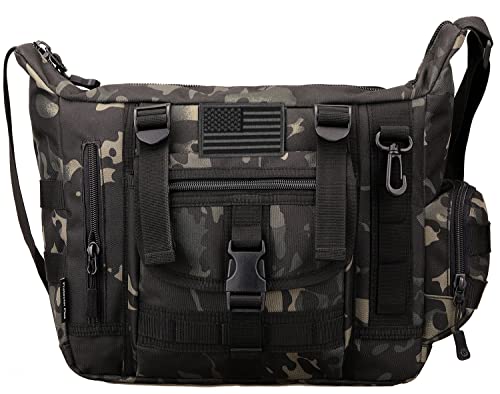 SunForMorning Tactical Molle Messenger Bag Black Camo