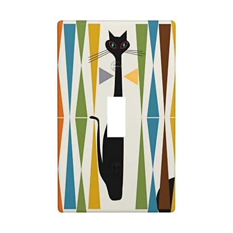 Wall Plate Cover Mid-Century Modern Art Cat One Toggle Switch Plate Outlet Cover Toggle Light Switch Decorator Light Switch or Receptacle Outlet Wall Plate Screws Included 4.5"x 2.76" Cover