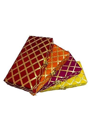 WS Wrap Shap Cross Gota Cash Box, Shagun Box, Gift Box, Gaddi Box, Jewellery Box, Shagun Envelope Wedding Gift Mixed Colour (1)