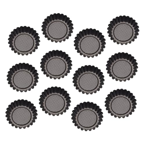 VILLCASE 12 piezas Molde para Tartaletas de Acero al Carbono de Antiadherente y Resistente para Repostería Tartas Muffins y Tartas de Huevo DIY