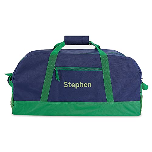 Lillian Vernon Navy and Green Personalized Medium Duffel Bag for Kids - Sports and Activities, Luggage, 11