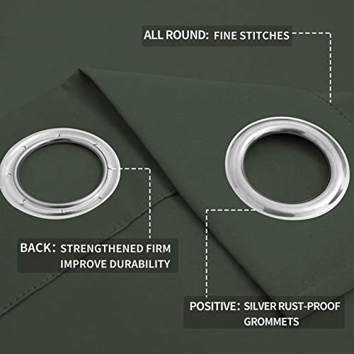 Image of Easy-Going Blackout Curtains for Bedroom, Solid Thermal Insulated Grommet and Noise Reduction Window Drapes, Room Darkening Curtains for Living Room, 2 Panels (52x63 in,Greyish Green)