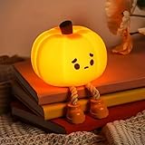 Cute Pumpkin LED Night Light, 3 Level Dimmable Nursery Nightlight, Silicone Soft Light Lamp Gift, Rechargeable Bedroom Touch Lamp for Breastfeeding, Kids, Girl, Boy, Halloween Decor (Pumpkin Shape)