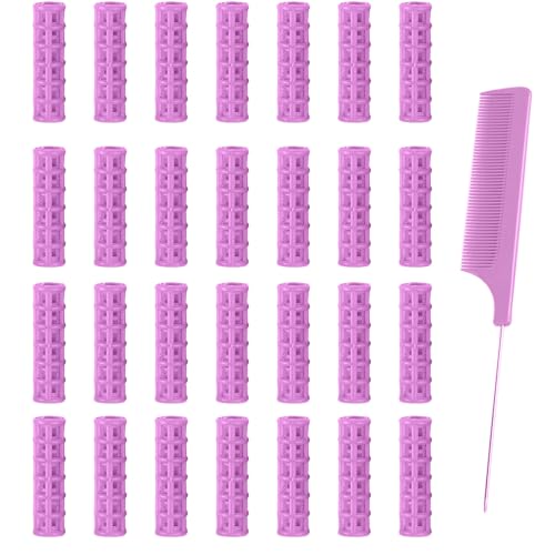 Ulifebetter 28PCS Self Grip Small Hair Rollers Set, 0.6in Plastic No Heat Roller Hair Curlers with