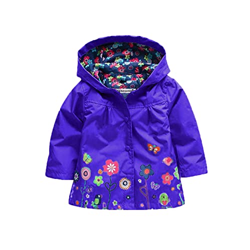 Toddler Boys Windbreaker Casual Outerwear Kids Lightweight Zip Hooded Jacket Baby Cute Coat (Dark Blue, 3-4 Years)