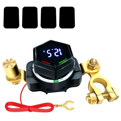 Kill Switch for Car, Battery Disconnect Switch 12V 250A with Voltage Display, DC 5-60V On Off Cut Shut Off Battery Power Isolator for RV Marine Boat Car Truck Camper Trailer