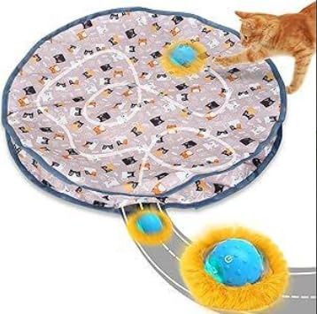 PUHOHUN Pelota de Juguetes para Gatos para Gatos Adultos de Interior | Juguete Interactivo automático para Gatos | Juego de atrapar Ratones (Marrón)
