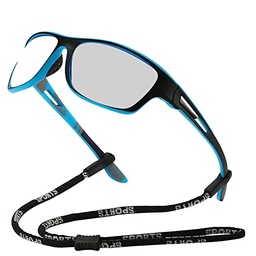 mincl Full lens Photochromic Reading Sunglasses for Men Driving Running Sports Reader Square UV Protection Style Unisex (blue, 1.25)