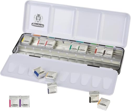 Schmincke Akademie Acuarela - Caja de metal que contiene 14 medias pastillas - Sunrise EDITION