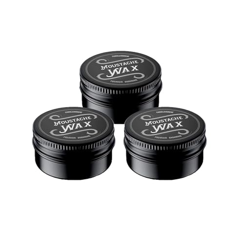 Charlemagne Moustache Wax - Juego de 3 ceras para bigote, cera para barba, ingredientes naturales y cera de abeja real, cera para barba