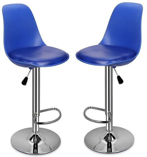 Image of DPI Modern Height Adjustable and 360 Degree Revolving Bar Stool | Kitchen Chair Suitable for Kitchen Cafeteria Dining Office Shops | (2, Blue)