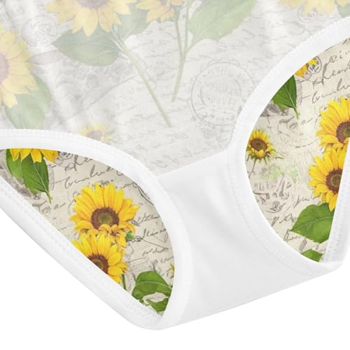 Yellow Sunflowers Green Leaves Underwear Girls, Toddler Girl Briefs, Cotton Girls Underwear, 2–8 Years4