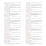 2 Pack Detangling Comb White Tortoise Shell Wide Tooth Comb Shower Comb Large Acetate Hair Comb for Curly, Wet, Dry, Straight, Thick and Long Hair