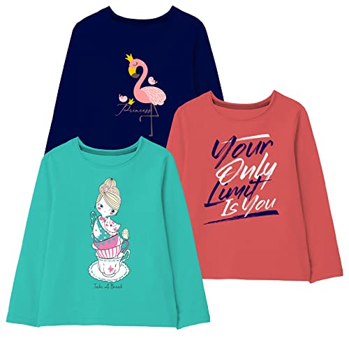 Image of minicult Cotton Printed Full Sleeve T Shirts for Girls(Pack of 3)