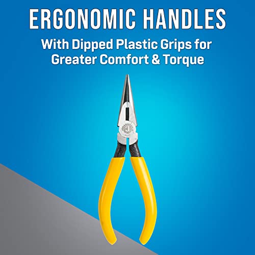 Jonard Tools Jic-842 Telecom Long Nose D Type Pliers With Yellow Handles, 6-3/4" Length #TOP4
