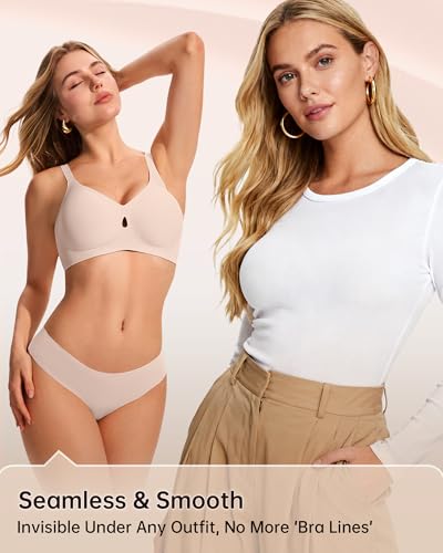 LetsJoli Jelly Bras for Women Wireless No Underwire Seamless Support Comfortable Tshirt Bras Early Fall Fashion(Creamy Skin,L) - Image 5