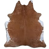 Livorio Tapis en peau de vache de qualité supérieure – L205 x l 185 cm – Blanc caramel – Produit naturel unique d'Amérique du Sud | Peau de boeuf | Fourrure véritable