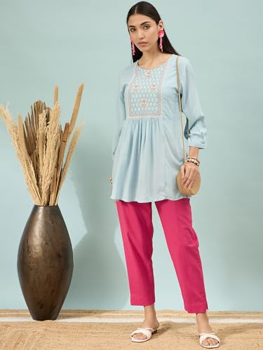 Image of D K W Women's Mid Rise Relaxed Fit Cotton Flex Trousers with Elastic Back & Drawstring - Ideal for Winter, Formal, Office & Casual Wear, Comfortable for Girls and Women