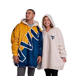 FOCO NCAA West Virginia Mountaineers Unisex Reversible Oversized Sherpa Hoodie Sweatshirt Colorblock HoodeezReversible Oversized Sherpa Hoodie Sweatshirt Colorblock Hoodeez, Colorblock, One Size