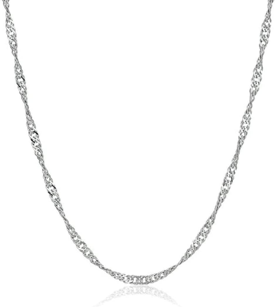 925 Sterling Silver Chain Necklace 1.4mm Singapore Chain Necklace 18 Inch for Women Thin & Strong Hypoallergenic Silver Replacement Chain Necklace
