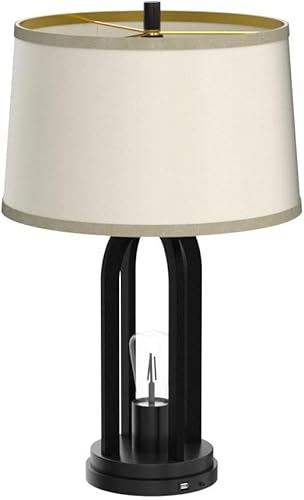 Miniatura 4 de 360 Lighting Marcel - Juego de 2 lámparas de mesa industriales modernas de 24 1/4 pulgadas de alto con luz nocturna LED, puerto USB, pantalla de