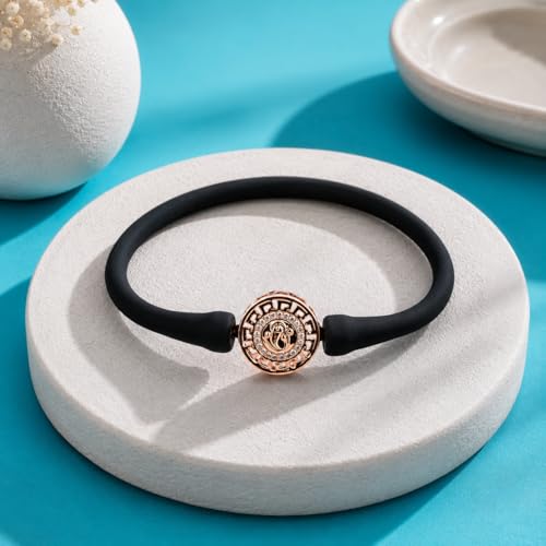 Image of Sterling Silver 925 Wrestband Bracelet for Women, Rose Gold, Rhodium Polished, Crystal Charm, Everyday Wear