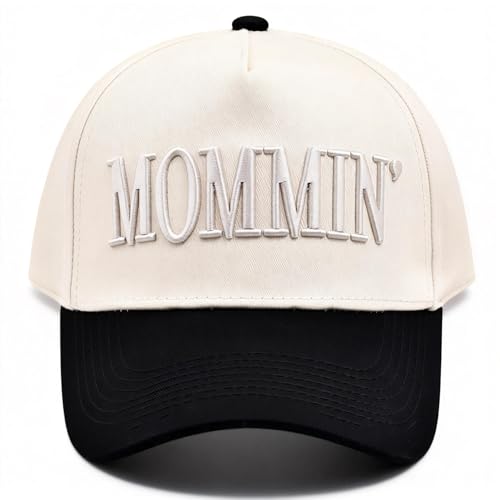 Mommin Trucker Hat Vintage Two-Tone Baseball Cap for Women Great Gift for Mom & Women Black and White