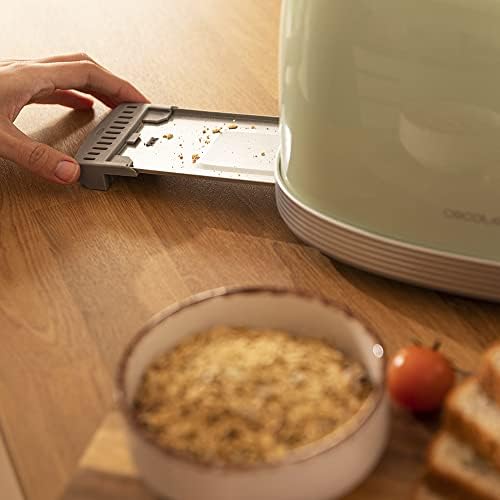 Cecotec Toster Toast&Taste 800 Vintage Light Green. 850 W, 2 grzanki, wykończenie ze stali nierdzewnej, styl vintage, 3 funkcje, Zielony