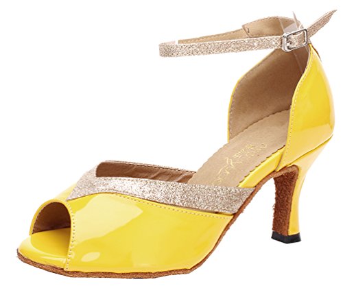 Chaussures de danse latine pour femme à bout ouvert avec talons évasés