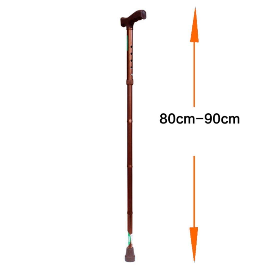 Bastone da passeggio pieghevole Stampelle telescopiche Canne in alluminio regolabili in altezza, Marrone 80-90 cm, Alpinista anziano, Desiderio di viaggiare