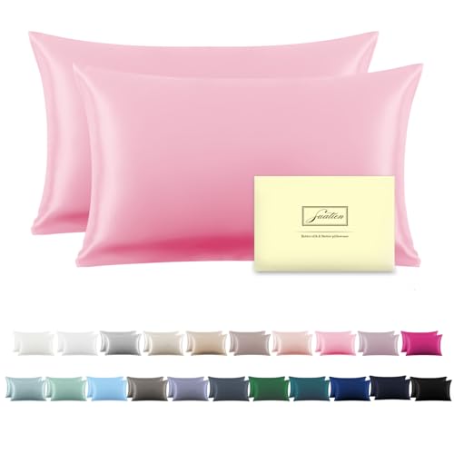 Silk Pillowcase for Hair and Skin,Soft,Breathable and Sliky 100% Queen Silk Pillow Case Set of 2,Both Sides Natural Mulberry Silk Pillowcases with Hidden Zipper(Queen Size 20"X 30",2pcs)