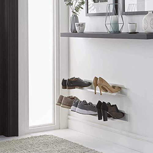 J-Me Horizontal Shoe Rack – Wall Mounted Shoe Rack Organizer Keeps Shoes, Boots, Sneakers & Heels Off The Floor. A Modern Shoe Organizer For Your Entryway Or Closet. (White - 28 Inches) #TOP3