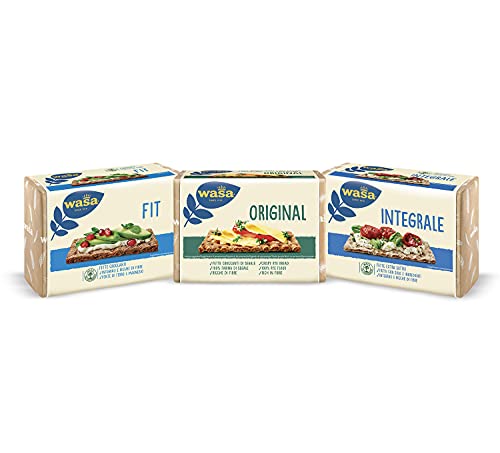 Wasa Fit, Fette Croccanti 100% Integrali + Original, Fette di Pane di Segale Croccante + Cracker Integrali