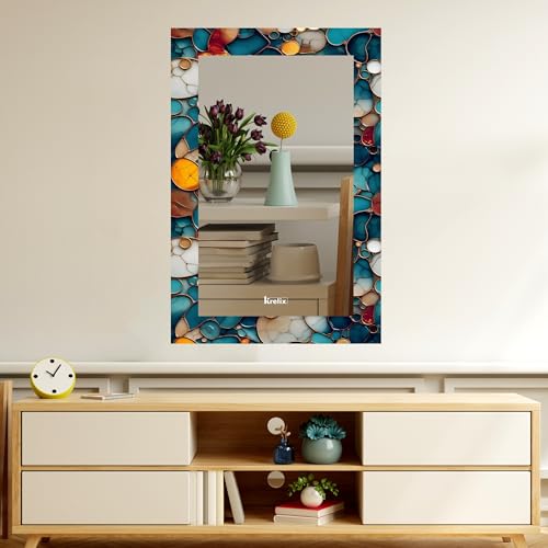 Image of KERLIX Rectangle Decorative Art Unique Fancy Digital Frameless CNC polishing Wall Mirror /Makeup Mirror /Bathroom Mirrors Size (12x18 inch). (5, 12 x 18)