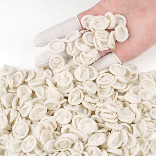 Finger Cots Disposable, Medium Finger Protectors Thumb Gloves, Natural Latex Sleeves Covers Protection for Fingertips, Electronic Repair, Handmade (Approx.390 PCS)