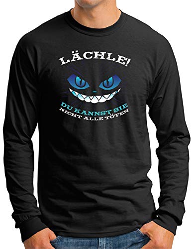 T-shirt OM3 Smile homme noir manches longues avec imprimé humoristique résistant