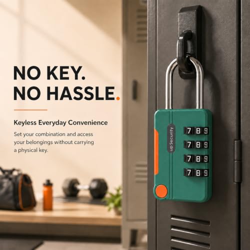 Image of FreshDcart 4 Digit Combination Lock | Heavy Duty Resettable Number Padlock for Luggage Bags Suitcases Backpacks Travel Security | Pack of 1 | Green